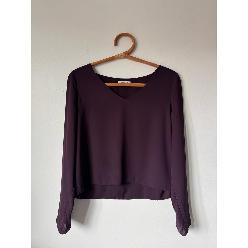 BABATON Aritzia Murphy V-Neck Long Sleeve Crop Blouse in Noble Burgundy M $80 - Picture 10 of 10